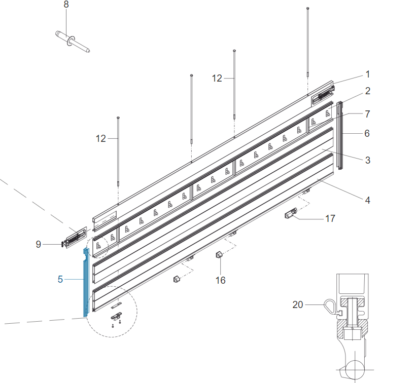 Krone dikey yan kapak profili 78cm / 783mm